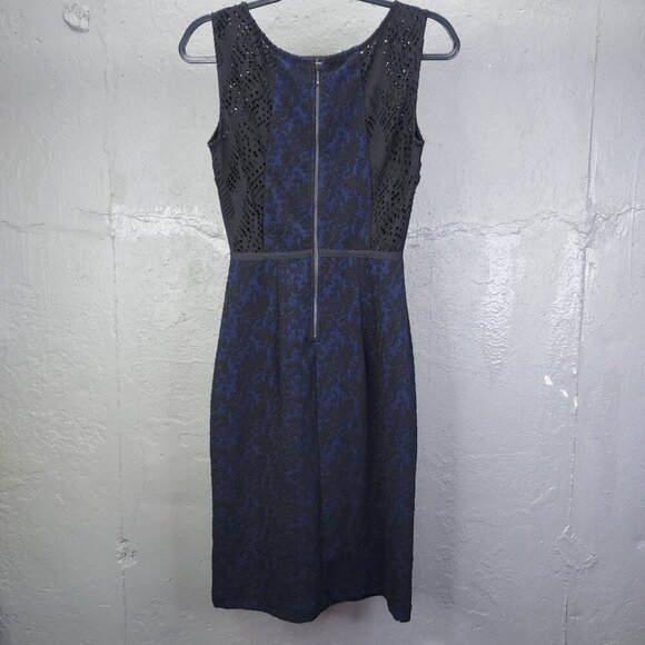 Moulinette Soeurs Larkin Dress 4 Sleeveless Black Lace Navy Sequin Anthropologie - Picture 6 of 15